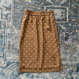J. Crew midi skirt brown & white polka dots XXS NWOT